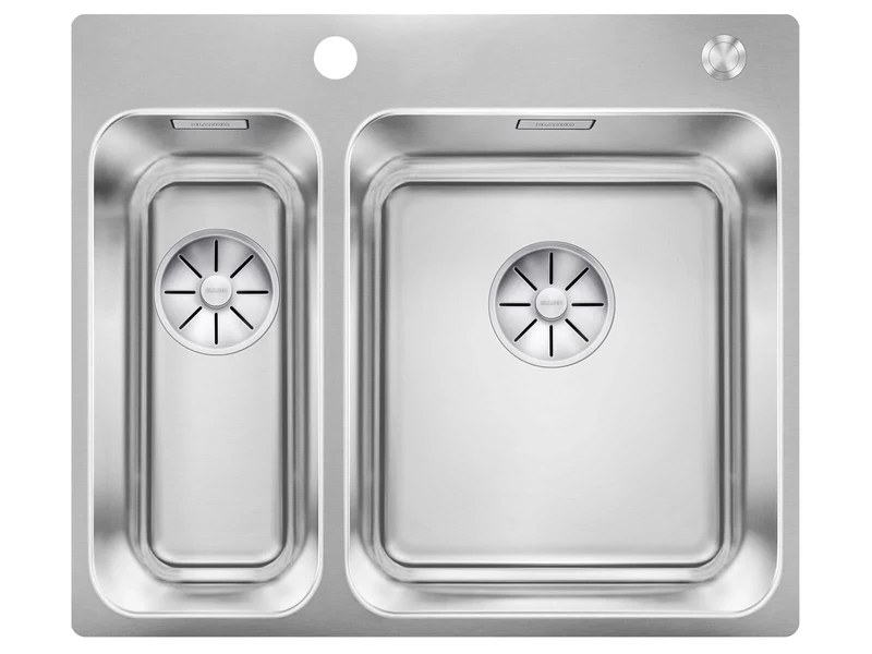 BLANCO Solis 340/180-IF/A Stainless Steel Sink, Installation Type: from Top and Flush Basin, Right Main Basin, for 60 cm Wide Base Cabinets, Resistant to Scratches