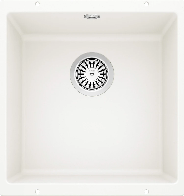BLANCO ROTAN 400-U | SILGRANIT Sink in White | Installation Type: undermount Installation | for 50 cm Wide Base cabinets | Spacious Bowl Volume | Easy-Care Surface | [43x46x20.2 cm]