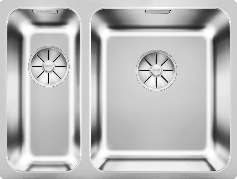 BLANCO Solis 340/180-IF Stainless Steel Sink, Installation Type: from Top and Flush Basin, Right Main Basin, for 60 cm Wide Base Cabinets, Resistant to Scratches
