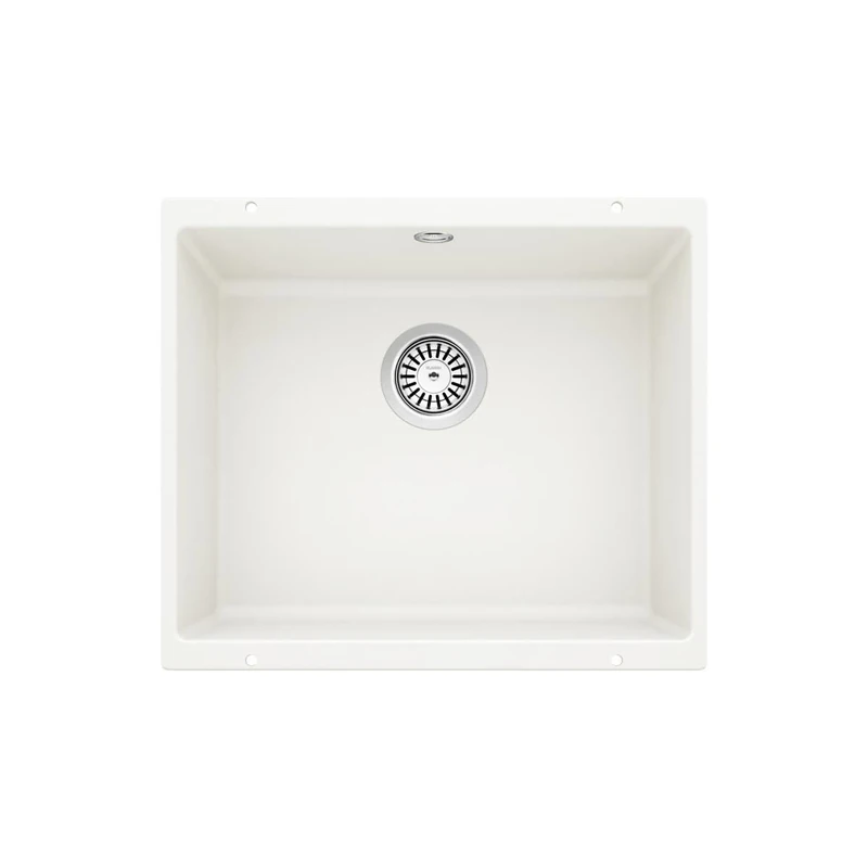 BLANCO ROTAN 500-U | SILGRANIT Sink in White | Installation Type: undermount Installation | for 60 cm Wide Base cabinets | Spacious Bowl Volume | Easy-Care Surface | [53x46x20.2 cm]