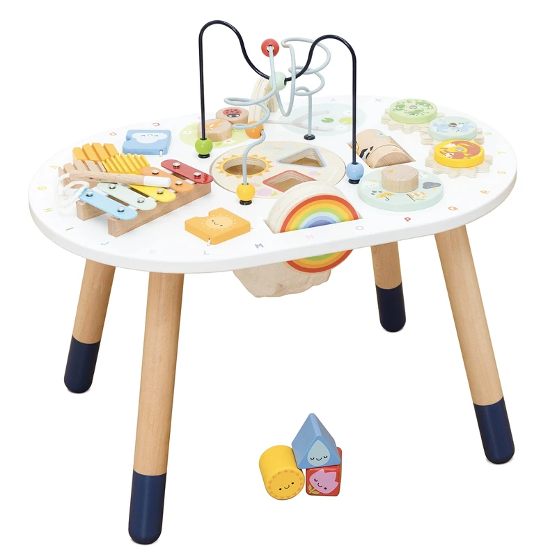 Le Toy Van PL137 Activity Table | Kids Toys-Rainbow Xylophone, Wooden Shape Sorter and more-18 Months +,Multicolor,Medium
