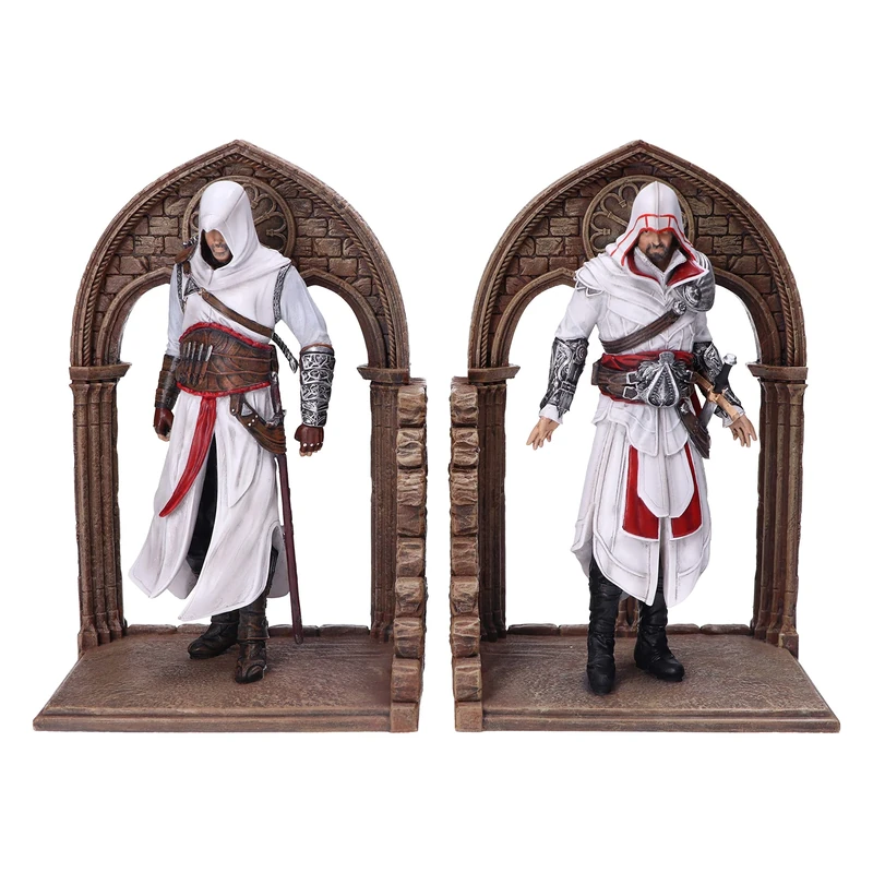 Nemesis Now Officially Licensed Assassin's Creed Altair and Ezio Library Gaming Bookends, Resin, Brown, 24cm