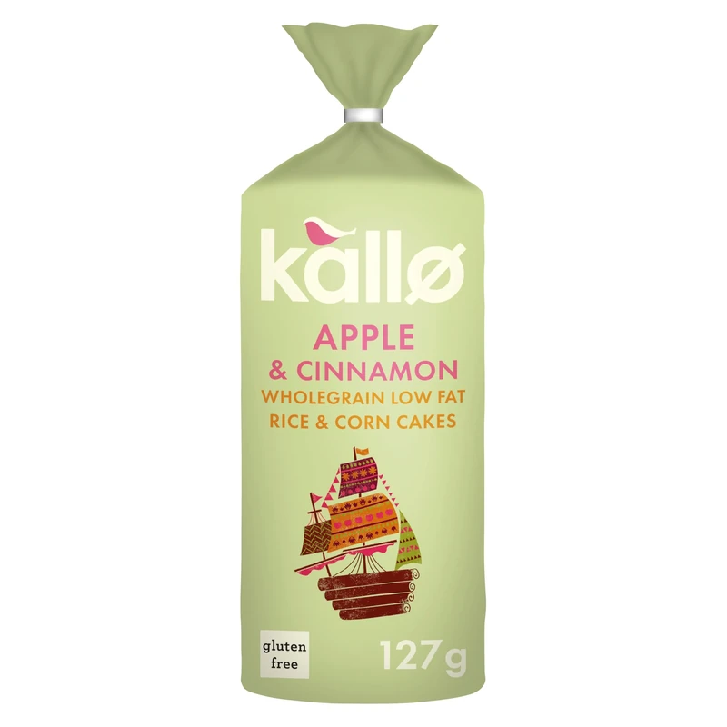 Kallo Apple & Cinnamon Wholegrain Rice & Corn Cakes, 127 g