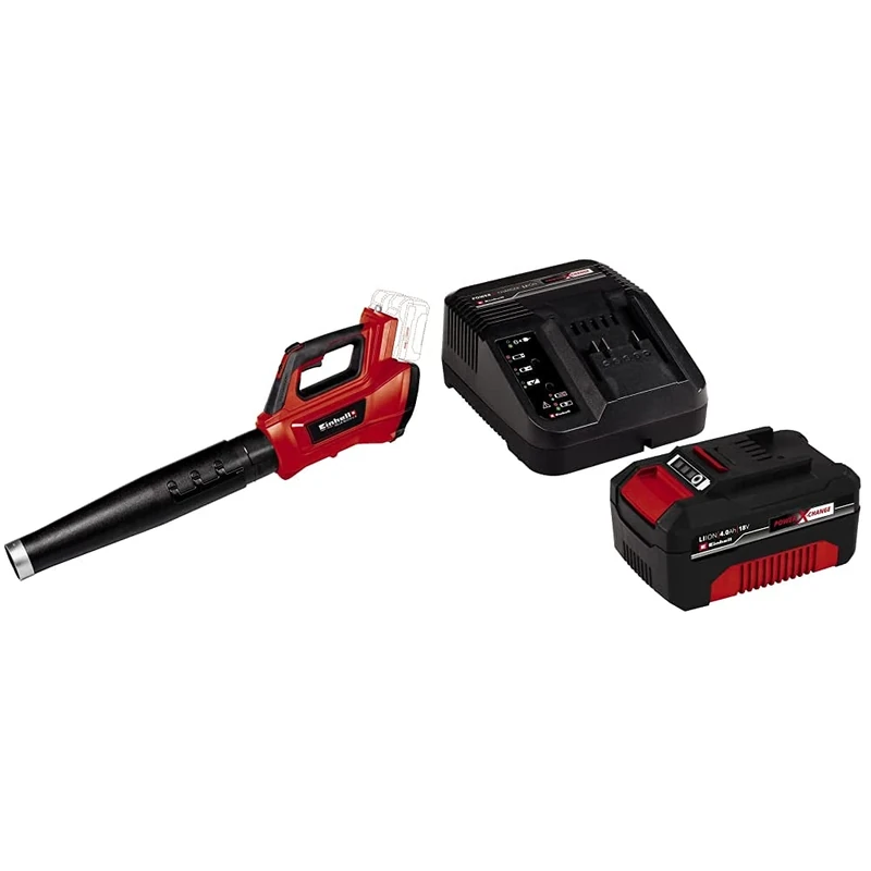 Einhell Cordless Leaf Blower GE-LB 36/210 Li E-Solo Power X-Change -Supplied with 4.0Ah Battery and Charger (Li-ion, 18 V, 816 m³/h Blowing Power, Turbo Switch, 3 Positions + Removable Tube)