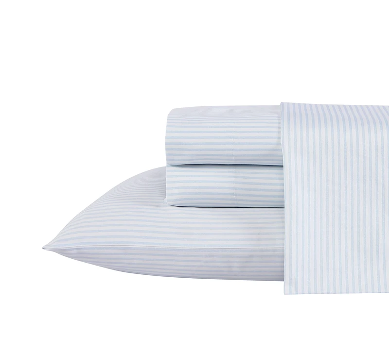 Laura Ashley Home - Queen Sheets, Soft Sateen Cotton Bedding Set - Sleek, Smooth, & Breathable Home Decor, Ramona Blue