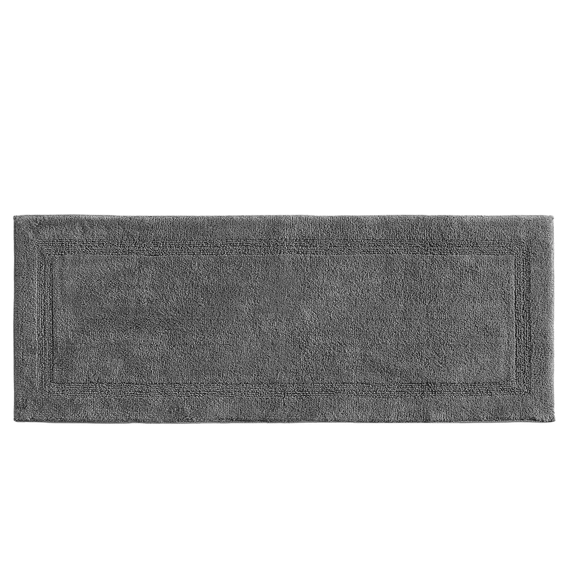 Nautica Soft & Absorbent Cotton Bath Mat, Modern Bathroom Decor, Grey, Runner (60" x 22")