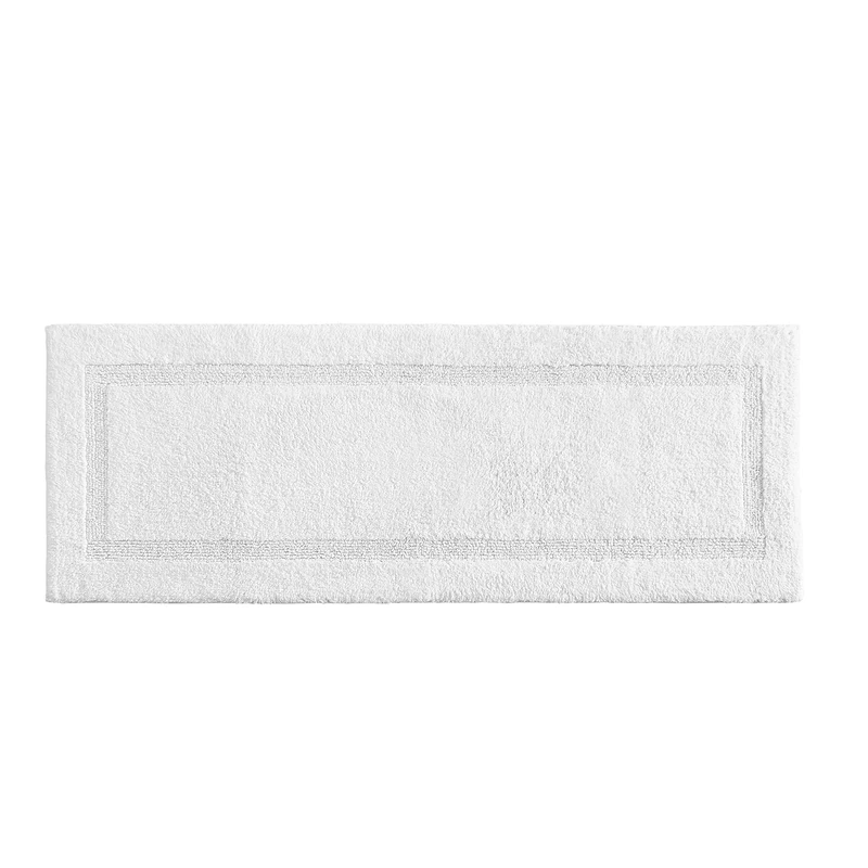 Nautica Soft & Absorbent Cotton Bath Mat, Stylish Home Decor, White, Runner (60" x 22")