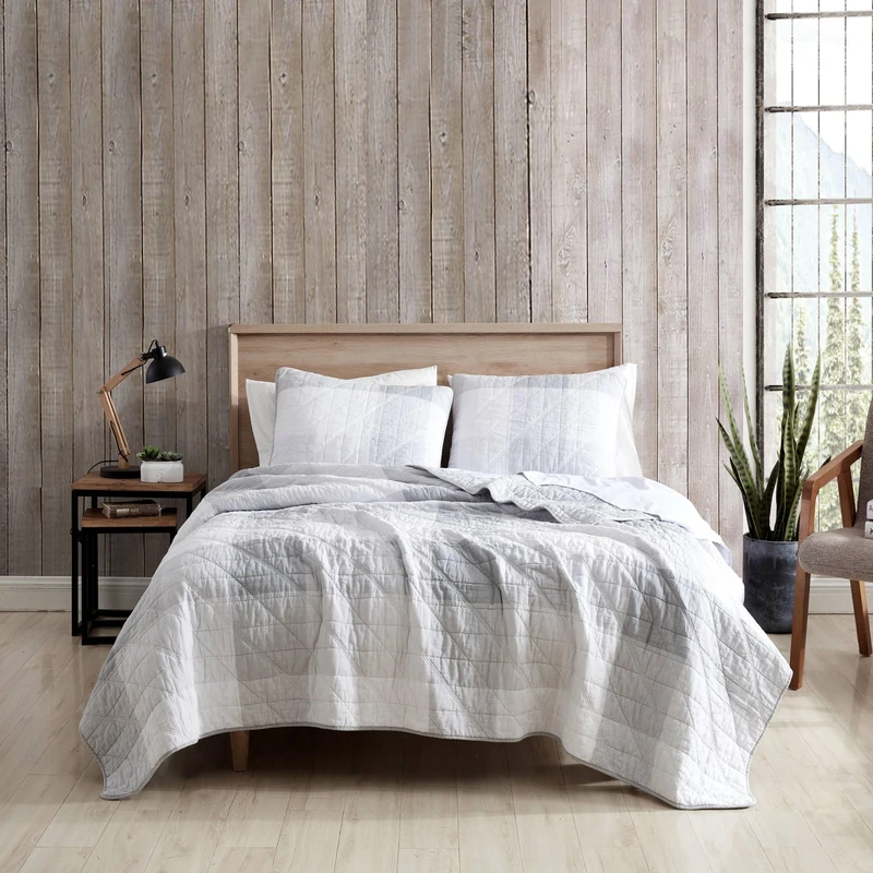 Eddie Bauer | Quilt Set-100, Reversible, Lightweight Bedding with Matching Sham, Pre-Washed for Added Comfort, Cotton, Grey, King