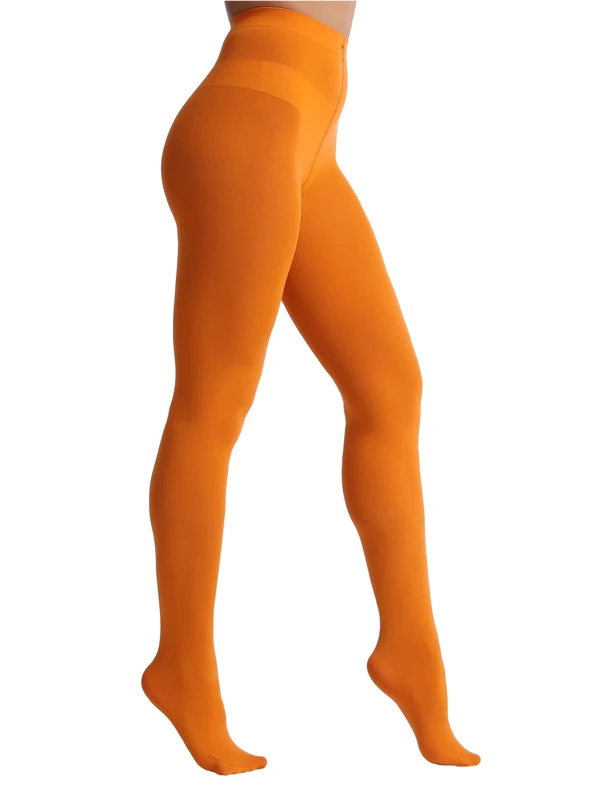 EVERSWE Women's 80 Den Soft Opaque Tight, Women's Tights (S-M, Orange)