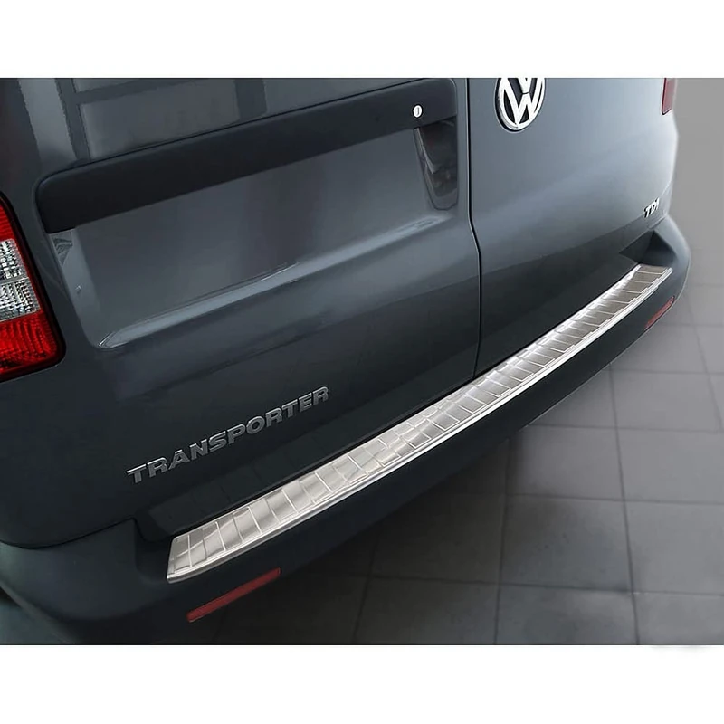 Avisa Stainless Steel Rear bumper protector compatible with VW Transporter T5 2003-2015 (all) & T6 2015- / FL 2019- (with barn doors) 'XL' 'Ribs'