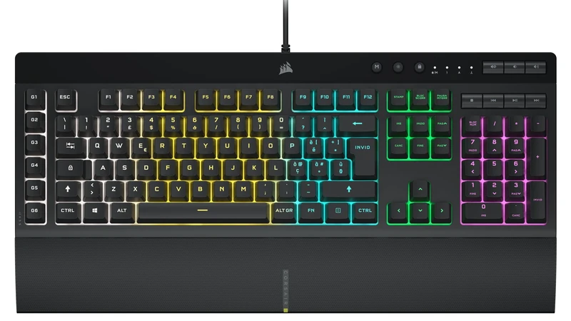 Corsair K55 RGB PRO Wired Membrane Gaming Keyboard - Dust and Spill Resistant - 6 Macro Keys with Elgato Integration - Compatible with iCUE - QWERTY IT - PC, Mac, Xbox - Black