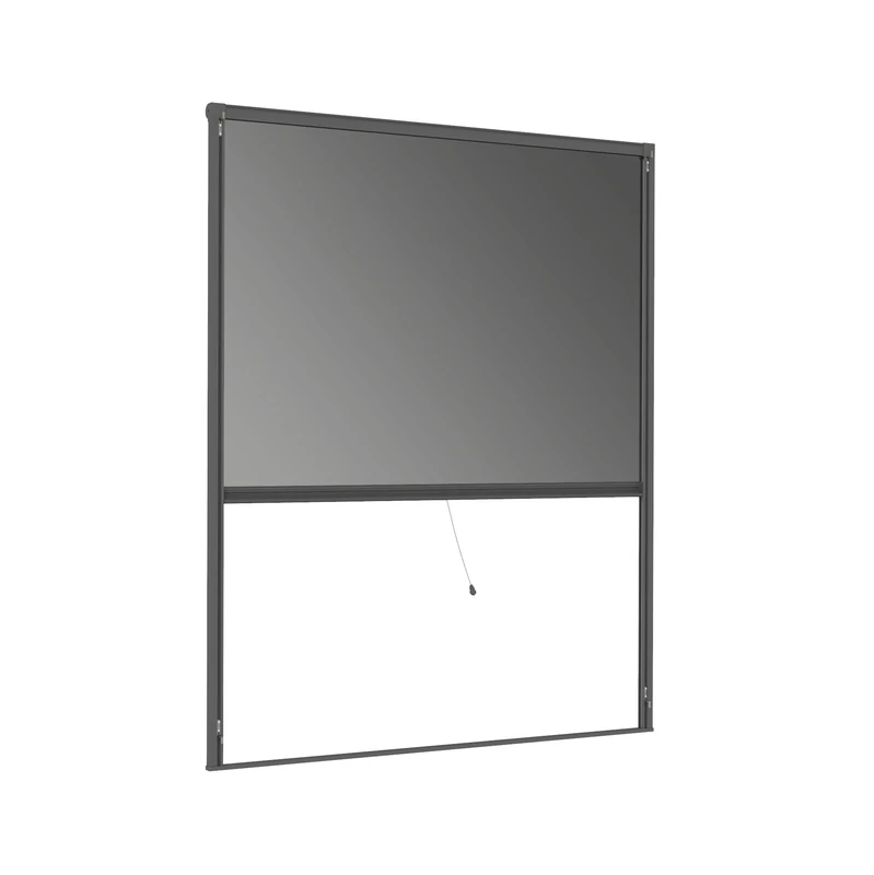 Windhager Cool Sun Protection Roller Blind Window for Hanging, Fly Screen Aluminium Frame, Heat Protection Window, Mosquito Protection, Self-Assembly Kit, 130 x 160 cm, Anthracite