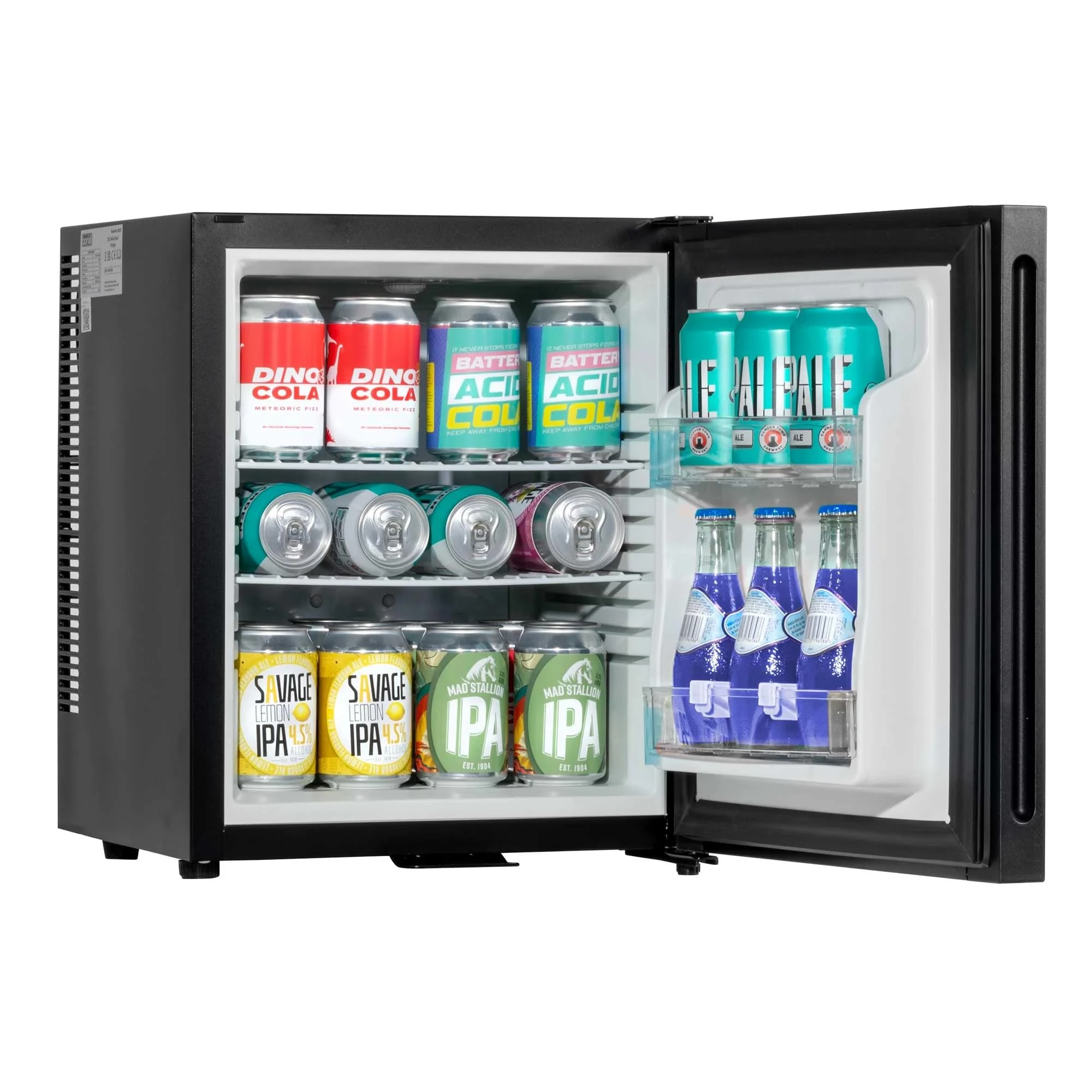 Baridi 25L Ultra Quiet Drinks & Wine Cooler Mini Fridge with LED Light, Black - DH57