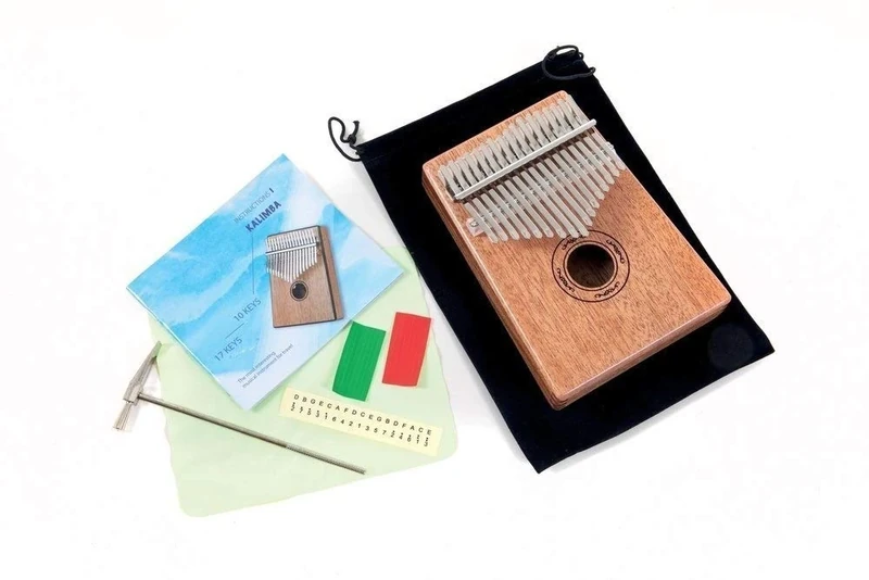 GEWA Kalimba thumb piano mahogany, motif tribal, 17 steel reeds, tunable, incl. bag, tuning hammer, instructions