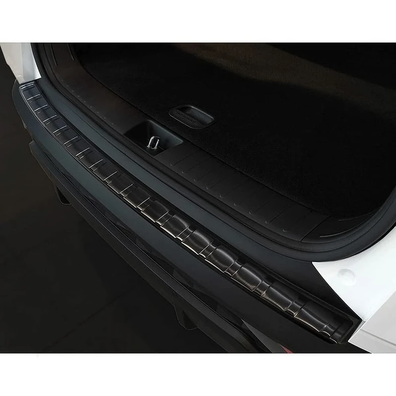 Avisa Black Stainless Steel Rear bumper protector compatible with Hyundai Tucson 2020-2024 & Facelift 2024- 'Ribs'