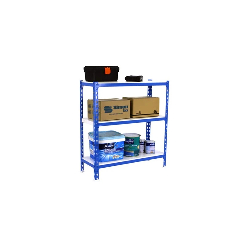 Simon Rack Garage Shelving Units 900x800x500 mm, 3 Tier Steel Rack, 180 kg per Shelf, Blue/White - Simonclick