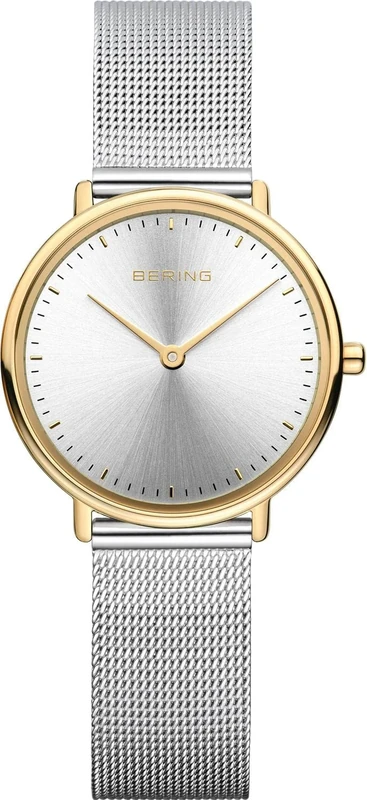 BERING Women's Quartz Watch, Wristwatch with 29 mm Gold Stainless Steel case and Silver dial, Milanese Strap, Sapphire Crystal, 3 ATM, 15729-010 - Image 1