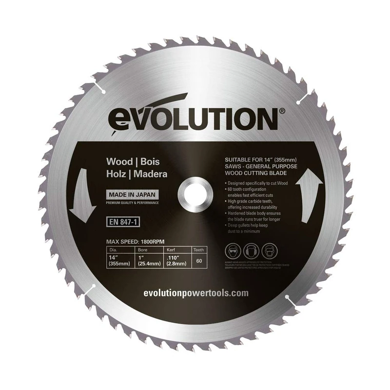 Evolution GW355TCT-60 355mm Wood TCT Blade - 60 Teeth