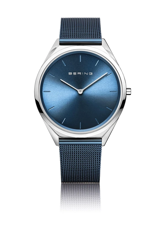 BERING Damen Quarz Uhr | Armbanduhr 32 mm blaues Edelstahlgehäuse und blaues Zifferblatt | Milanaisearmband | Saphierglas | 3 ATM | 18132-Charity1 - Image 1