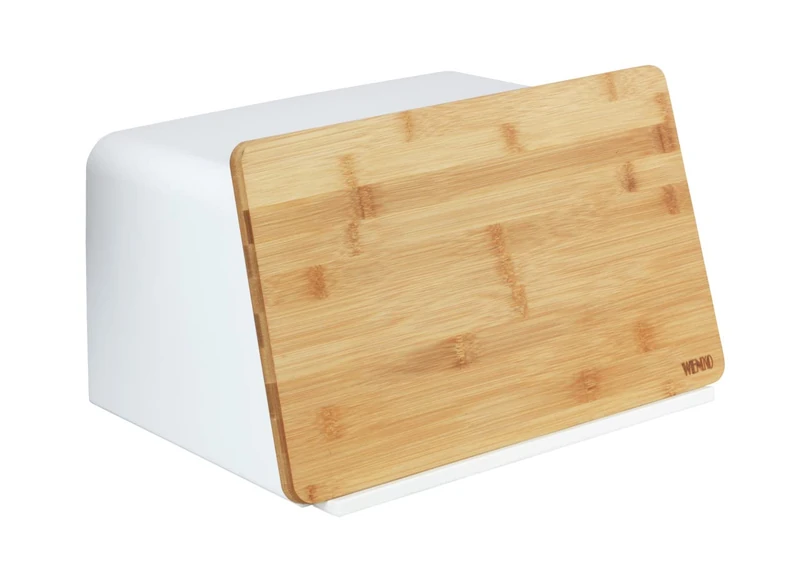 WENKO Bread Bin with Bamboo Lid Kubo White