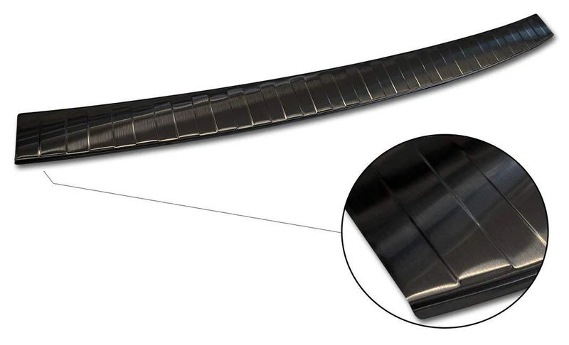 Avisa Black Stainless Steel Rear bumper protector compatible with Ford Tourneo Connect/Transit Connect 2014-2017 & FL 2017-2022 'Ribs'