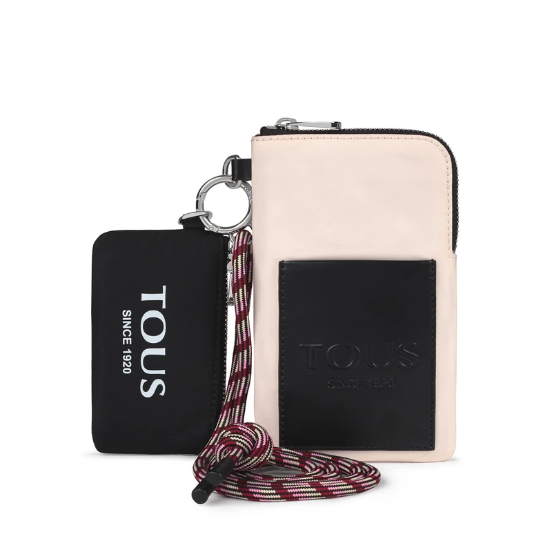 TOUS Empire Soft Nude and Black Mobile Bag and mini Toiletry Bag, Beige, Talla única