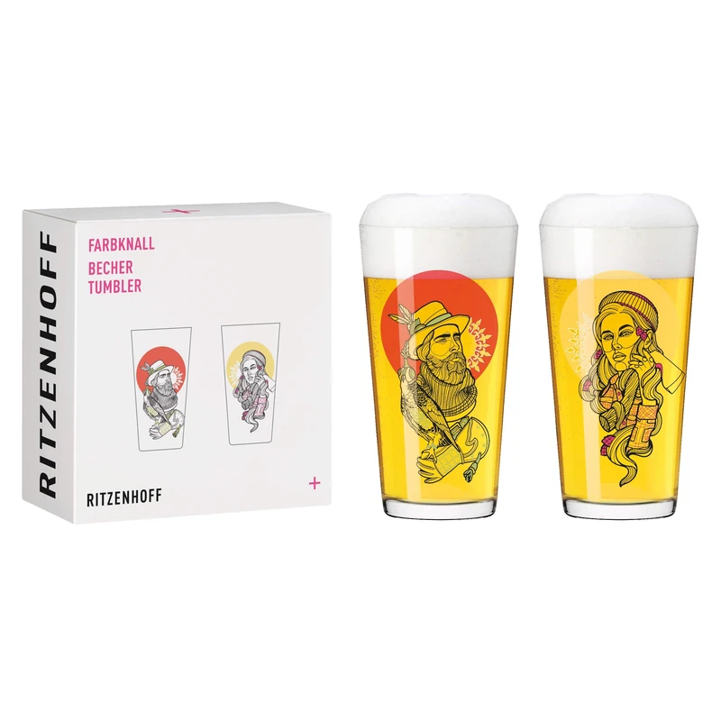 RITZENHOFF 3491002 Mug 400 ml Set of 2 Colour Bang Series No. 2 with Forest Illustration Made in Germany - Image 1