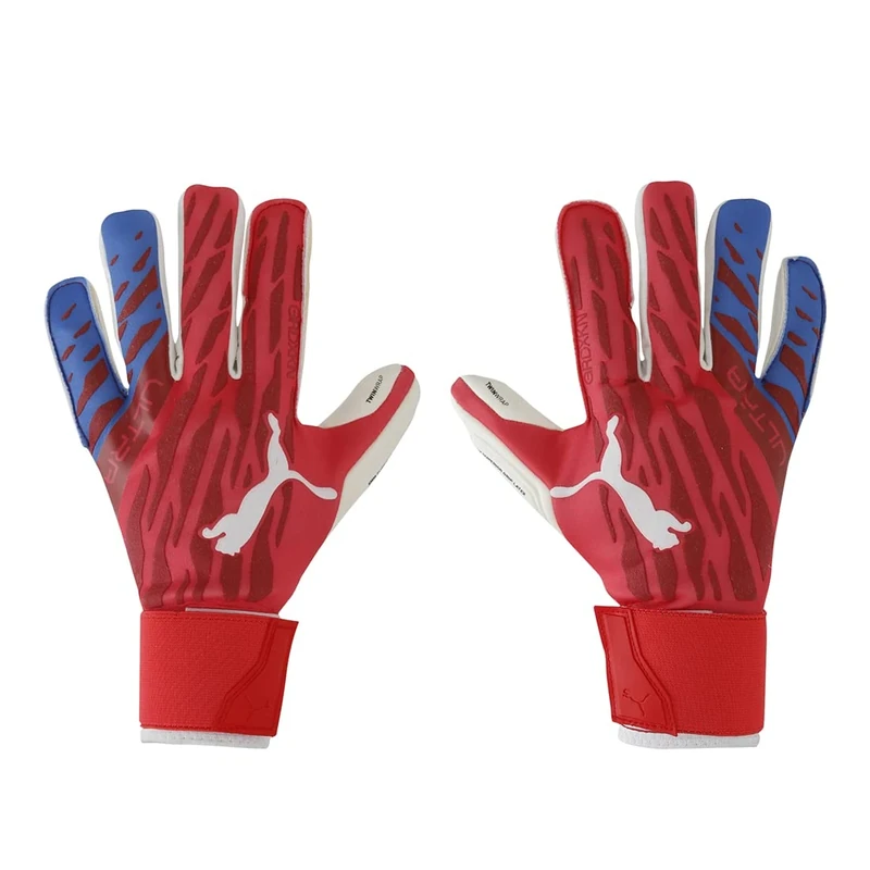 PUMA Unisex ULTRA Grip 1 Hybrid Pro Goalkeeper Gloves, Sunblaze-White-Bluemazing, size: 7