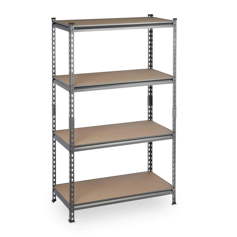 Relaxdays Heavy Duty Shelving, 4 Levels, up to 1440 kg, Garage Outdoor Storage, HWD: 153 x 91 x 46 cm, Steel & MDF, Grey