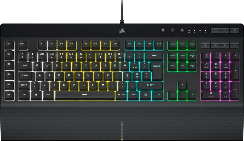 CORSAIR K55 RGB PRO- Layout: PT-PT - Dynamic RGB Case Light, Six Macro Com Keys Integrated Elgato Stream Deck Software; Resistant to Poeira and IP42, Pulse Rest
