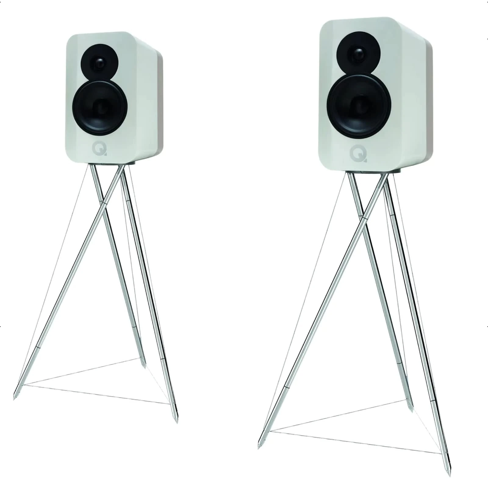 Q ACOUSTICS Concept 300 Bookshelf Speaker Pair (White & Light Oak, with stands)