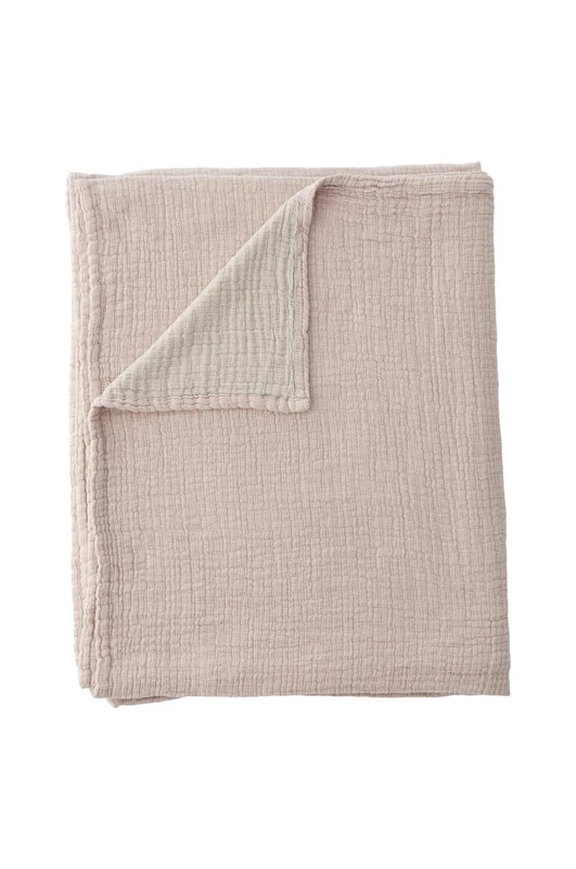 Ellos Home Throw Blanket Life in Jacquard Woven Cotton, Colour: Pink, 180 cm X 260 cm