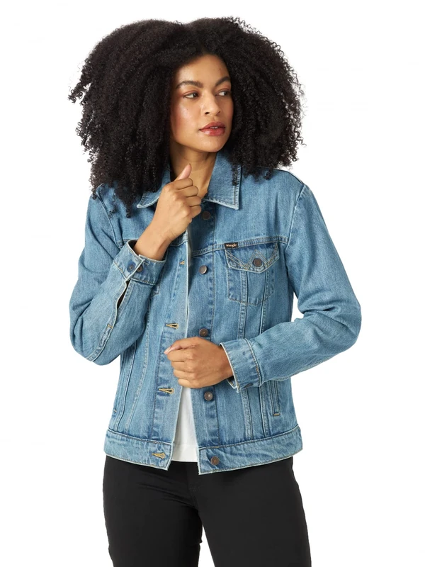 Wrangler Women's Relaxed Fit Memory Maker Jean Jacket Denim, Basin, Large
