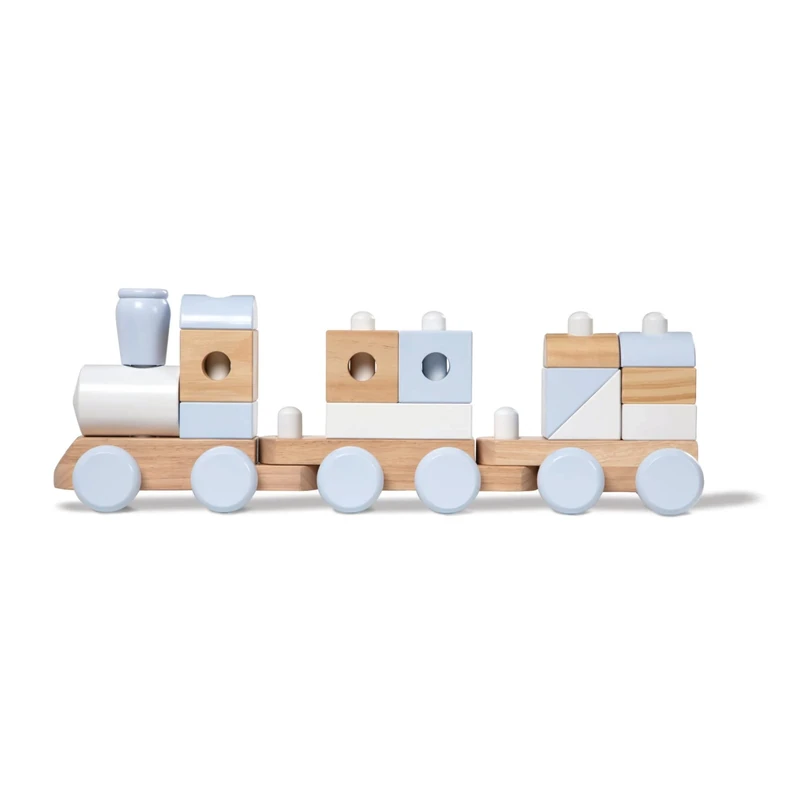 Melissa & Doug Wooden Jumbo Stacking Train Natural | Building & Vehicles | Wooden Toy | 2+ | Gift for Boy or Girl