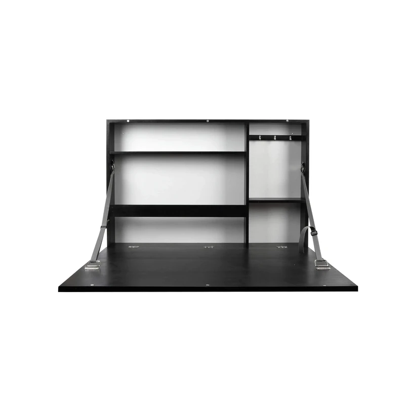 Prinz Wall-Mounted 36' X 24' Black Folding Desk with Chalkboard, Engineered Wood, 36' X 24' X 5' - Image 1