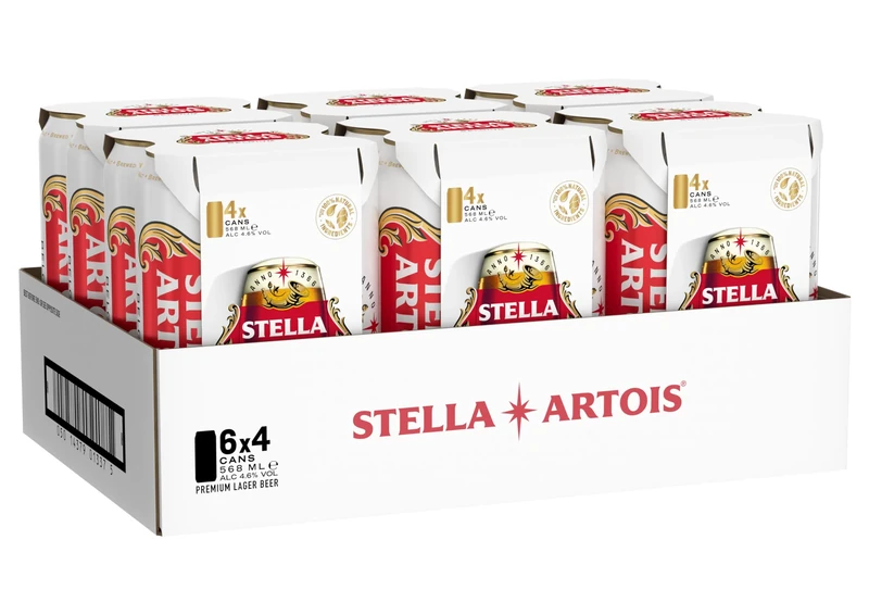 STELLA ARTOIS Premium Lager Beer Pint, 24 Pack 568 ml Cans