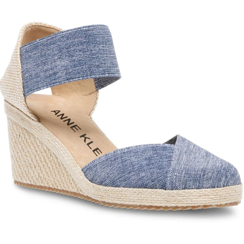 Anne Klein Women's Zoey Wedge Sandal, Denim, 7.5 UK