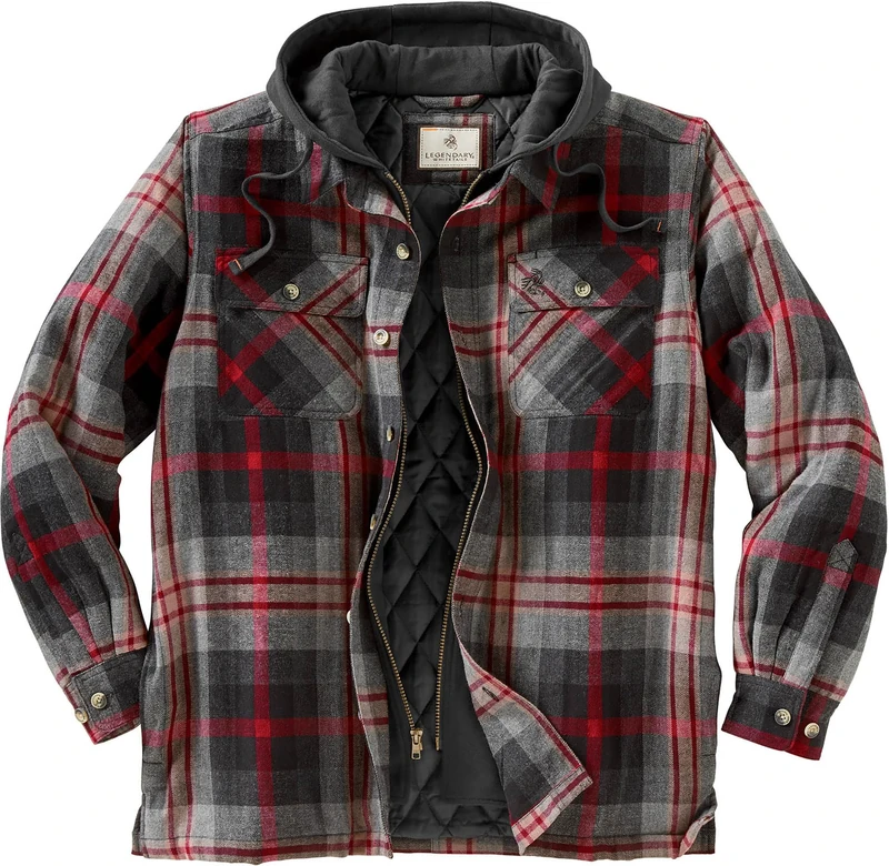 Legendary Whitetails Men's Maplewood Hooded Shirt Jacket, Locomotive Plaid, XX-Large Big Tall