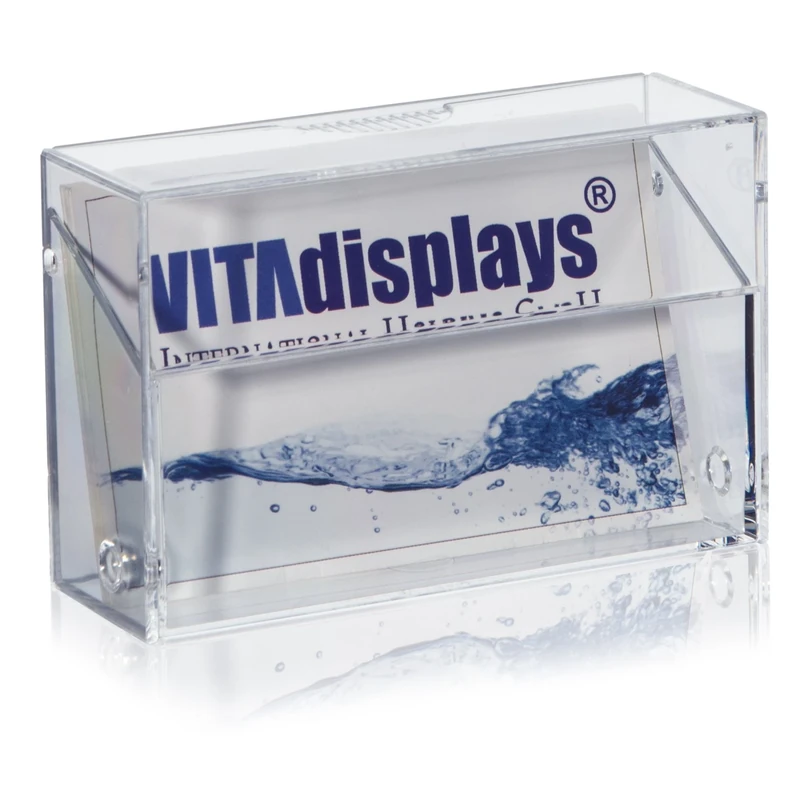 VITAdisplays XL Business Card Box Width 10.5 cm for Safe Storage as Business Card Holder, Transparent Business Card Stand for Exhibition and Office Pack of 10