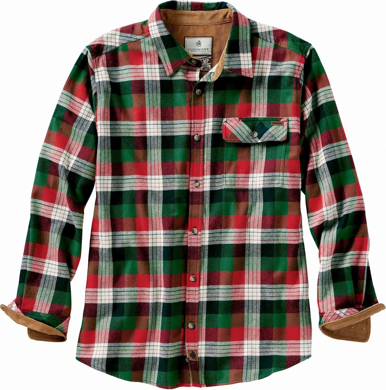Legendary Whitetails Men's Buck Buck Camp Flannel Shirt, Long Sleeve Plaid Button Down Casual Shirt for Men with Corduroy Cuffs, Alpine Mountain Plaid, XX-Large Tall