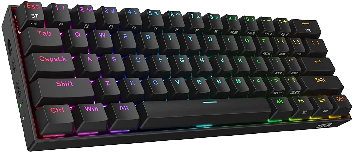 Redragon K530 Pro Draconic 60% Wireless RGB Mechanical Keyboard, BT/2.4Ghz/Wired 3-Mode 61 Keys Compact Gaming Keyboard w/100% Hot-Swap Socket, Free-Mod Plate Mounted PCB & Linear Red Switch