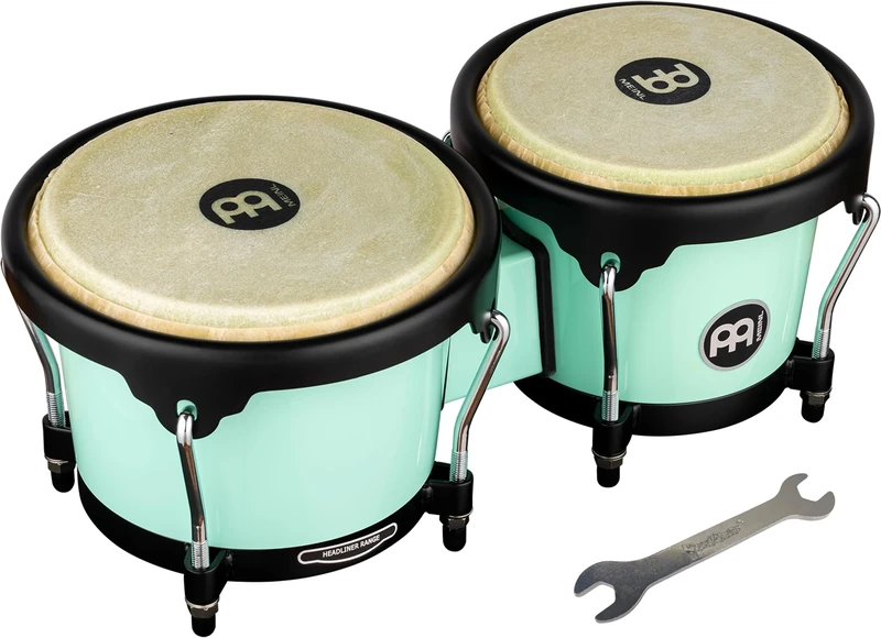 Meinl Percussion Bongos Journey Series - 2 hand drums with 6.5 and 7.5 inches - including tuning key - ABS plastic, Light Blue (HB50SF)