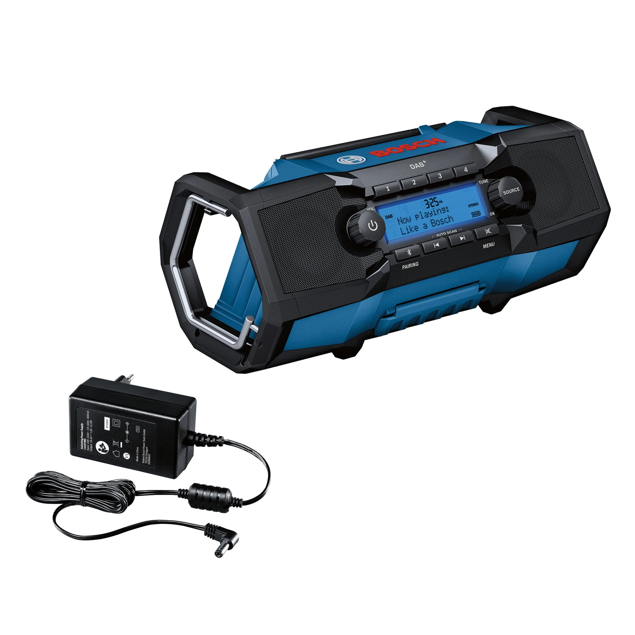 Bosch Professional 18V System GPB 18V-2 SC Digital Construction Radio with 18V Battery or Cable, DAB+, Bluetooth, FM and AUX, IP 54, Without Battery