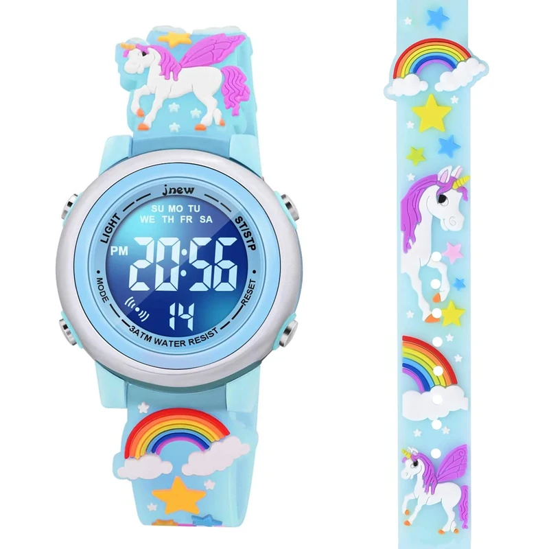 Dotodo Unicorn Watches for Girls 3-8, Gifts for Kids Age 3-8, Xmas Toys for 4 5 6 7 Year Old, Stacking Stuffers, Learning Educational Toys - Blue