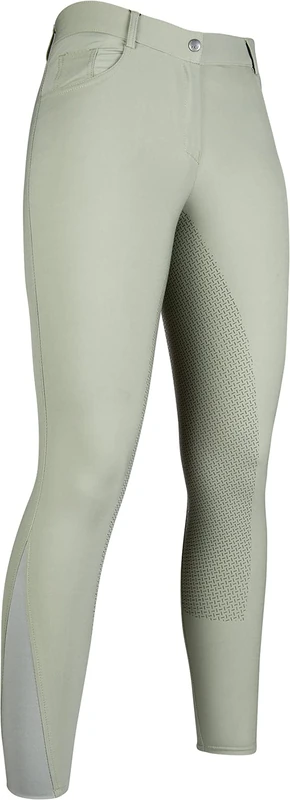 Hkm 12572 Sunshine Riding Breeches Silicone Full Seat Children Grey Green 140