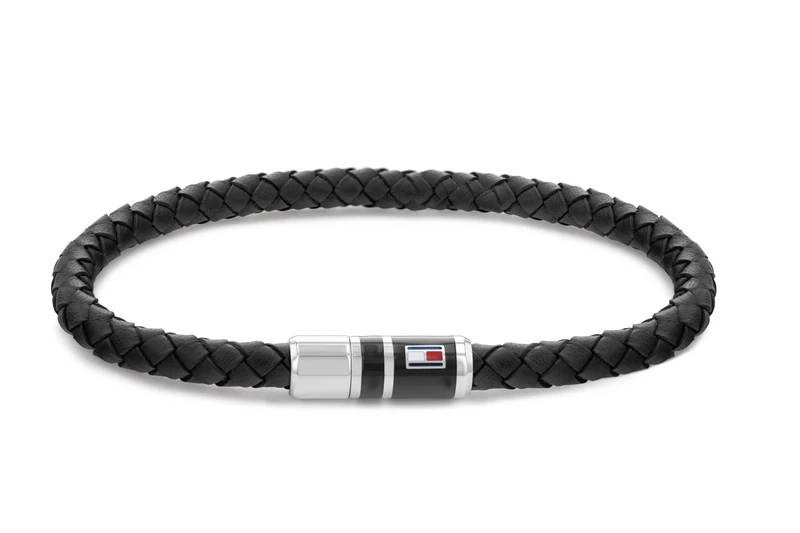 Tommy Hilfiger Jewelry Men's Braided Leather Bracelet Black - 2790293