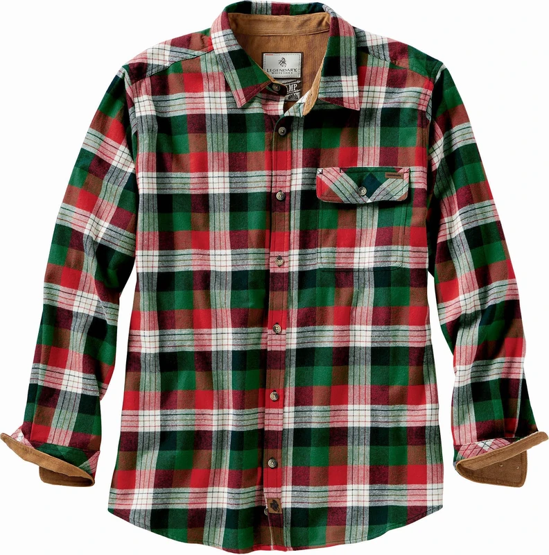 Legendary Whitetails Men's Buck Camp Flannel, Long Sleeve Plaid Button Down Casual Shirt, Corduroy Cuffs, Alpine Mountain Plaid, XXL - Image 1