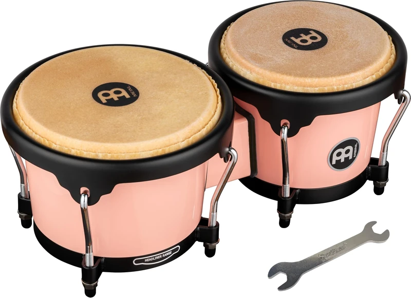 Meinl Percussion Bongos Journey Series - 2 hand drums with 6.5 and 7.5 inches - including tuning key - ABS plastic, Pink (HB50FB)