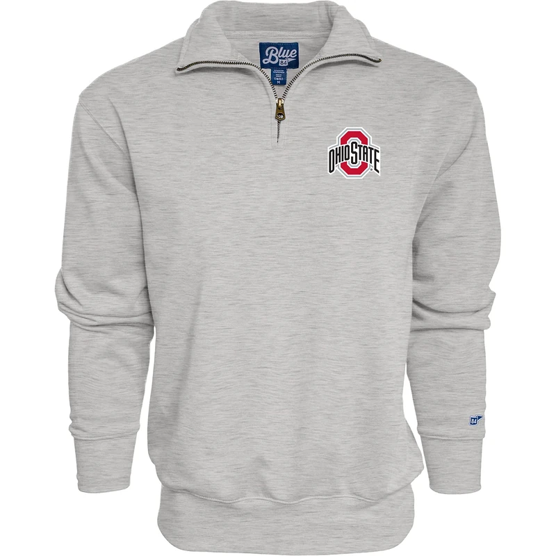 Blue 84 Men's Quarter Zip Sweatshirt Icon, Grey, XL