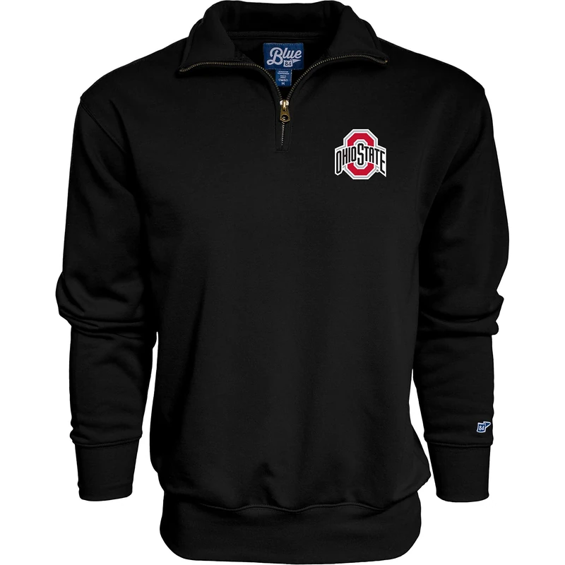 Blue 84 Men's Quarter Zip Sweatshirt Icon, Ohio State Buckeyes Black, L - Image 1
